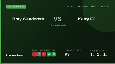 Bray Wanderers meet Kerry FC at the Carlisle Grounds on Tuesday in a First Division semi-final, with the Seagulls looking...